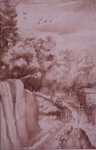 Vue du monastère de La Verna, la route menant au monastère, c.1607-12 - Jacopo Ligozzi
