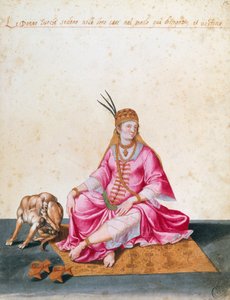 Femme turque avec chien, dessin de Jacopo Ligozzi - Jacopo Ligozzi