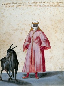 Femme turque avec chèvre, dessin de Jacopo Ligozzi (1547-1627)
