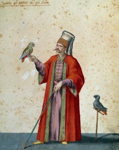 Huissier du grand Selim avec des perroquets, dessin de Jacopo Ligozzi (1547-1627)