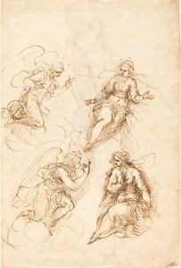 Études pour une Annonciation [recto] - Jacopo Palma il Giovane