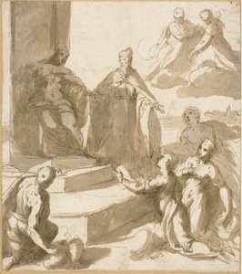 Étude pour Venise Recevant Hommage et Cadeaux de Brescia, Udine, Padoue et Vérone, avec le Doge Francesco Venier les Présentant - Jacopo Palma il Giovane