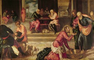 Le Christ lavant les pieds des disciples - Jacopo Robusti Tintoretto