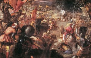 Francesco II Gonzaga combattant à la bataille de Taro contre Charles VIII de France en 1495