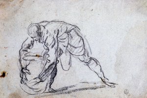 Étude pour une figure masculine courbée - Jacopo Robusti Tintoretto