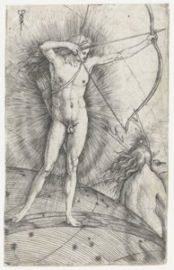 Apollon avec arc et flèches sur globe céleste et Diane avec cerf - Jacopo de