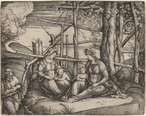 Sainte Famille avec Sainte Élisabeth et le jeune Saint Jean-Baptiste - Jacopo de