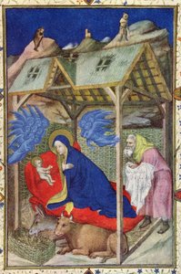 MS 11060-11061 Heures de Notre-Dame : Prime, La Nativité du Christ, des Très Riches Heures du Duc de Berry, début du XVe siècle (détail)