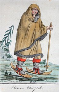 Homme Ostyak sur des skis
