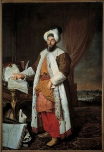 Portrait en pied de Mehemet Said Pasha Bey de Roumelie, ambassadeur du Sultan Mahmud I à Versailles en 1742