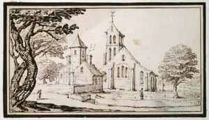 Une église en Lorraine et un bâtiment voisin