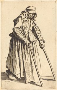 Mendiante avec des béquilles