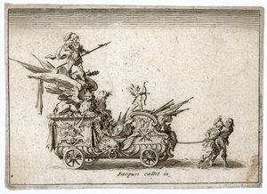 Combat a la barriere. Gravure Un char. Meaume 490-503 ... (gravure) - Jacques Callot