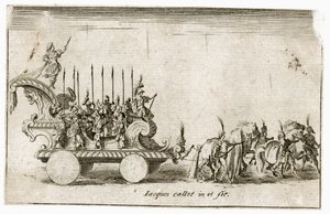 Combat a la barriere : Entrée de son Altesse le Duc Charles IV, représentant le soleil ... (gravure) - Jacques Callot