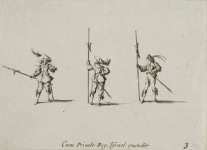 Exercice avec hallebardes, planche 3 des Exercices militaires - Jacques Callot