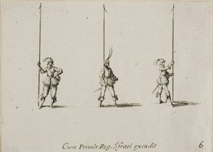 Exercice avec Pique Levée, planche six des Exercices Militaires - Jacques Callot