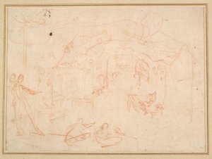 Études de figures (recto) ; Décor de scène (verso) - Jacques Callot