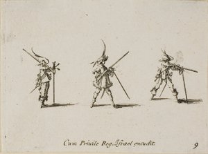 Tir au mousquet, planche neuf de Les exercices militaires - Jacques Callot