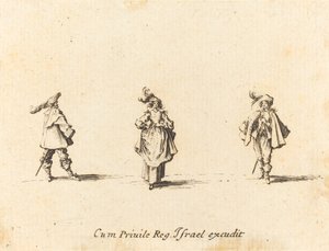Dame avec des plumes, et deux gentilshommes - Jacques Callot