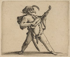 Le Comédien Masqué Jouant de la Guitare, de..., 1616-22