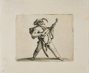 Comédien Masqué Jouant de la Guitare, de Varie Figure Gobbi - Jacques Callot