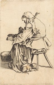 Vieille femme avec des chats