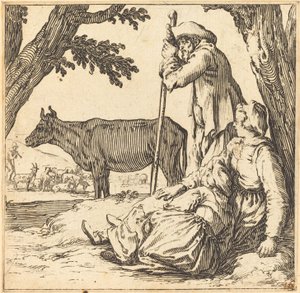 Couple de Paysans avec Vache