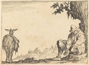 Paysant enlevant sa chaussure - Jacques Callot