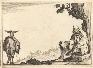 Paysanne enlevant sa chaussure - Jacques Callot