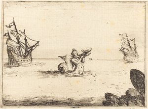 Sirène entre deux navires - Jacques Callot