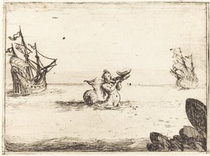 Sirène entre deux navires - Jacques Callot