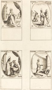 Saint David, roi et prophète; Saints Sabinus et Venustianus; Saint Sylvestre; Sainte Colombe - Jacques Callot