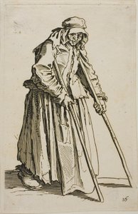 Le mendiant aux béquilles et son porte-monnaie de mendiant, dixième planche des Mendiants