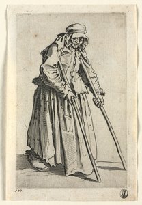 Les Mendiants : Mendiante sur des béquilles, vers 1623 - Jacques Callot