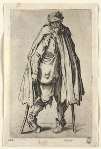 Les mendiants : Mendiant avec des béquilles et un sac - Jacques Callot