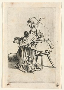 Les mendiants : Vieille femme et chats, vers 1623