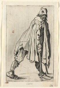 Les mendiants : Le mendiant en béquilles, portant un bonnet, vers 1623 - Jacques Callot