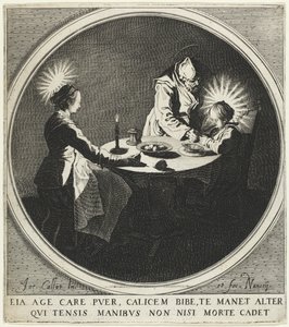 La Bénédiction Le Bénédicité aussi connu sous le nom de La Sainte Famille à Table, 1628 - Jacques Callot