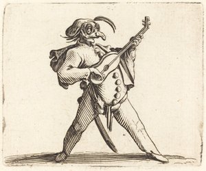 Le Comédien Masqué Jouant de la Guitare