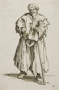 Le Mendiant Obèse aux Yeux Baissés, planche 21 de Les Mendiants - Jacques Callot