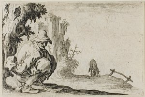 Le paysan accroupi, des Caprices - Jacques Callot