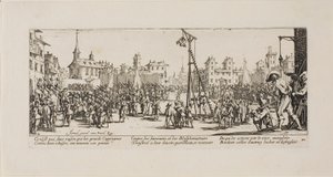 La Strappado, planche dix de Les Misères de la guerre - Jacques Callot