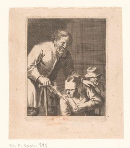 Figure avec pipe assise entre homme et enfant