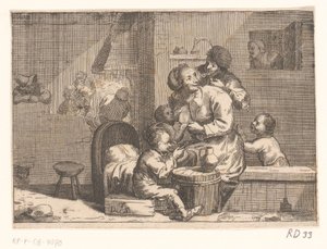 Scène domestique avec enfant au sein - Jacques Dassonville
