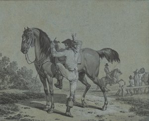 Homme montant à cheval