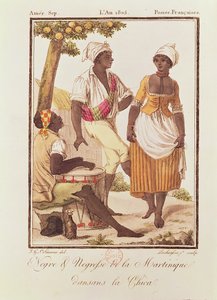 Homme et femme noirs de la Martinique dansant 