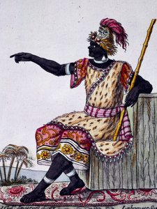 Roi de Loango, gravure en couleur d