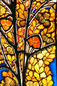 Nancy (département 54), Art Nouveau, Hôtel Bergeret, Vitrail de Jacques Gruber (1870-1936) « roses & mouettes »