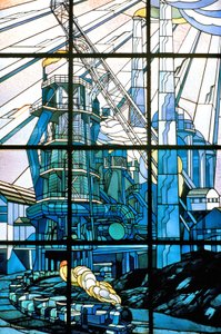 Nancy (département 54), Art Nouveau, Vitraux de Jacques Gruber (1870-1936), au siège de Pont-à-Mousson, av. de la libération