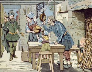 Henri IV, roi des pauvres qui veut que tous ses sujets aient un poulet pour le dîner du dimanche, vers 1900